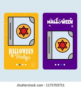 Happy Halloween invitation design with devil book vector