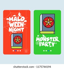 Happy Halloween invitation design with devil book vector