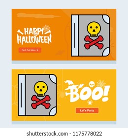 Happy Halloween invitation design with devil book vector