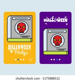Happy Halloween invitation design with devil book vector
