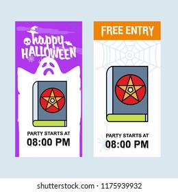Happy Halloween invitation design with devil book vector