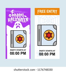 Happy Halloween invitation design with devil book vector