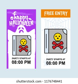 Happy Halloween invitation design with devil book vector