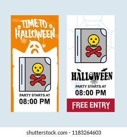 Happy Halloween invitation design with devil book vector