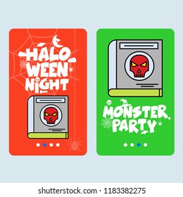 Happy Halloween invitation design with devil book vector