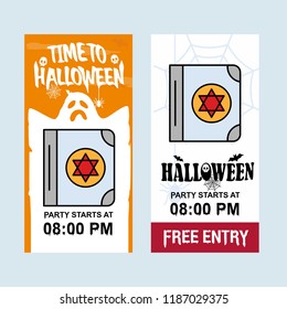 Happy Halloween invitation design with devil book vector