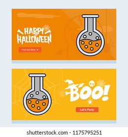 Happy Halloween invitation design with drink vector