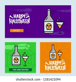 Happy Halloween invitation design with drink vector