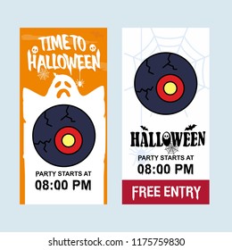 Happy Halloween invitation design with eye ball vector