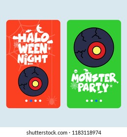 Happy Halloween invitation design with eye ball vector