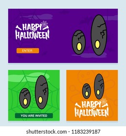 Happy Halloween invitation design with eye ball vector