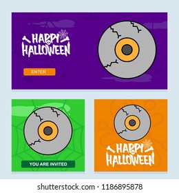 Happy Halloween invitation design with eye ball vector