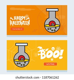 Happy Halloween invitation design with eye ball vector