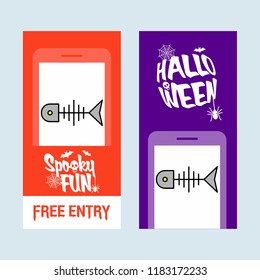 Happy Halloween invitation design with fish skull vector