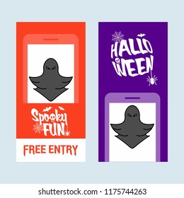 Happy Halloween invitation design with ghost vector