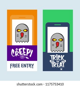 Happy Halloween invitation design with ghost vector