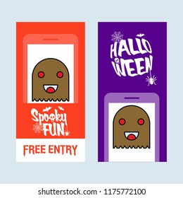 Happy Halloween invitation design with ghost vector