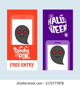 Happy Halloween invitation design with ghost vector