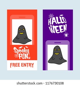 Happy Halloween invitation design with ghost vector