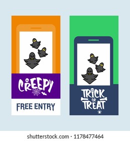Happy Halloween invitation design with ghost vector