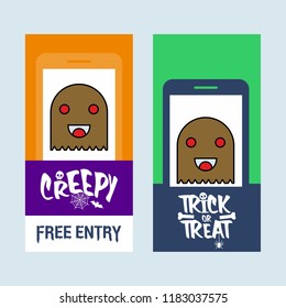 Happy Halloween invitation design with ghost vector