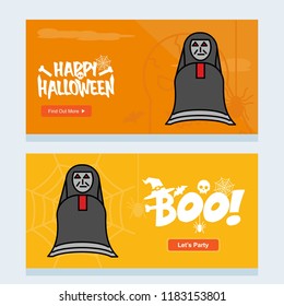Happy Halloween invitation design with ghost vector