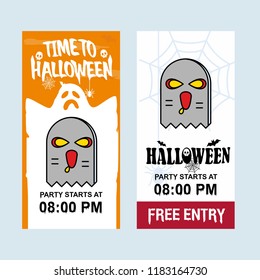 Happy Halloween invitation design with ghost vector