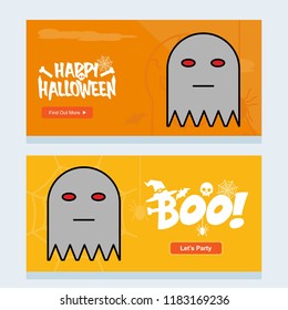 Happy Halloween invitation design with ghost vector