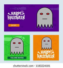 Happy Halloween invitation design with ghost vector