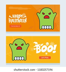 Happy Halloween invitation design with ghost vector
