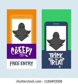 Happy Halloween invitation design with ghost vector