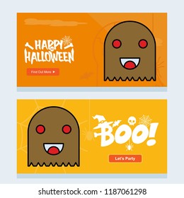 Happy Halloween invitation design with ghost vector