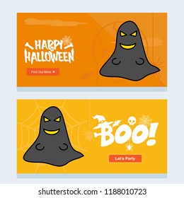 Happy Halloween invitation design with ghost vector