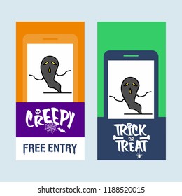 Happy Halloween invitation design with ghost vector