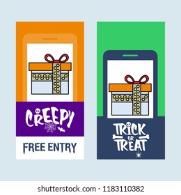 Happy Halloween invitation design with giftbox vector