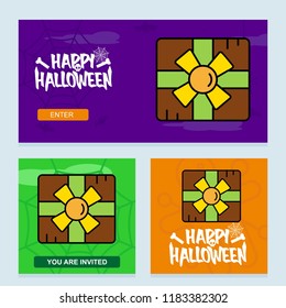 Happy Halloween invitation design with giftbox vector