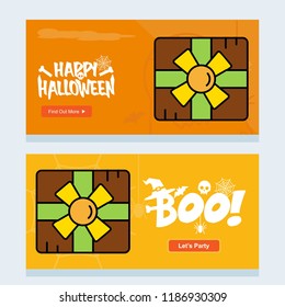 Happy Halloween invitation design with giftbox vector