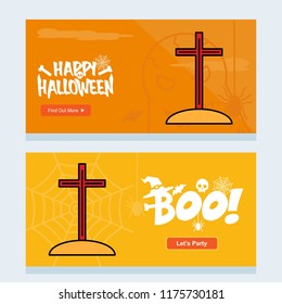 Happy Halloween invitation design with grave vector