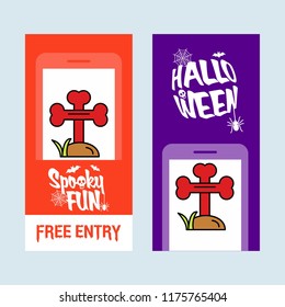 Happy Halloween invitation design with grave vector