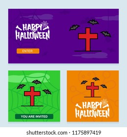 Happy Halloween invitation design with grave vector