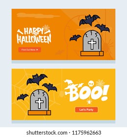 Happy Halloween invitation design with grave vector