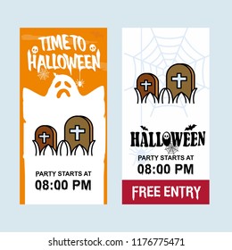 Happy Halloween invitation design with grave vector