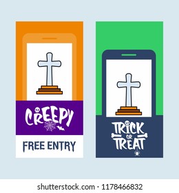 Happy Halloween invitation design with grave vector