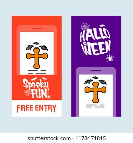 Happy Halloween invitation design with grave vector