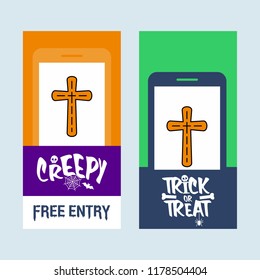 Happy Halloween invitation design with grave vector