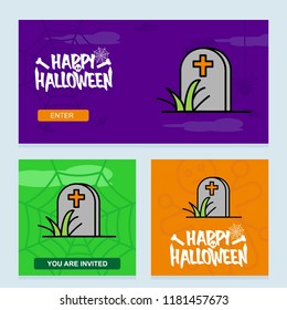 Happy Halloween invitation design with grave vector