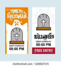Happy Halloween invitation design with grave vector