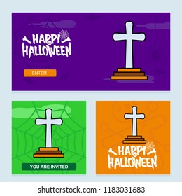 Happy Halloween invitation design with grave vector