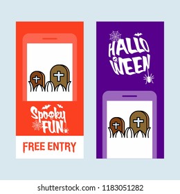 Happy Halloween invitation design with grave vector