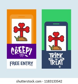 Happy Halloween invitation design with grave vector